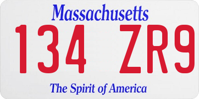 MA license plate 134ZR9