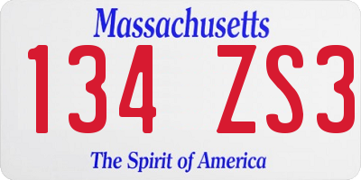 MA license plate 134ZS3