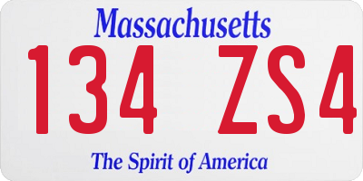 MA license plate 134ZS4