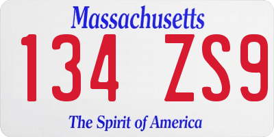MA license plate 134ZS9