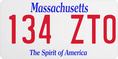 MA license plate 134ZT0