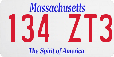 MA license plate 134ZT3