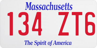 MA license plate 134ZT6