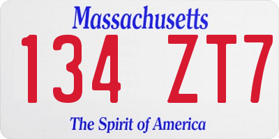 MA license plate 134ZT7