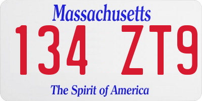 MA license plate 134ZT9