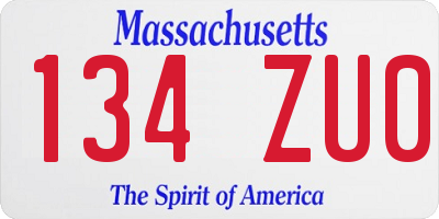 MA license plate 134ZU0
