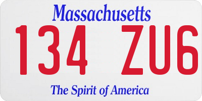MA license plate 134ZU6