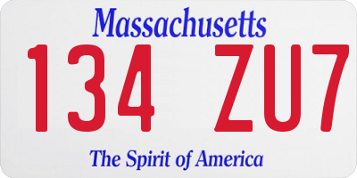 MA license plate 134ZU7