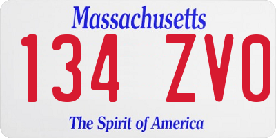 MA license plate 134ZV0