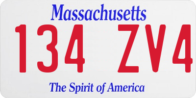 MA license plate 134ZV4