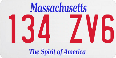 MA license plate 134ZV6