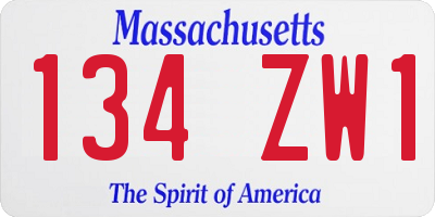 MA license plate 134ZW1