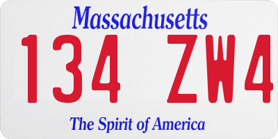 MA license plate 134ZW4
