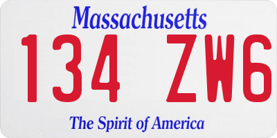 MA license plate 134ZW6