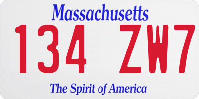 MA license plate 134ZW7