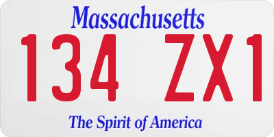 MA license plate 134ZX1