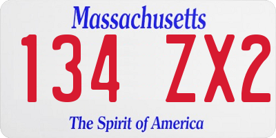 MA license plate 134ZX2