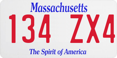 MA license plate 134ZX4