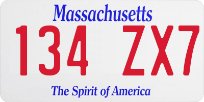 MA license plate 134ZX7