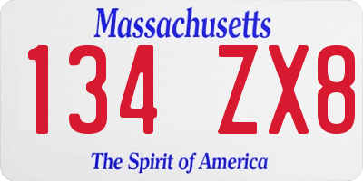 MA license plate 134ZX8