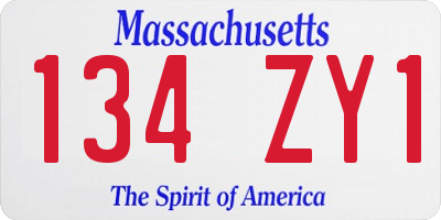MA license plate 134ZY1
