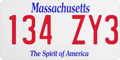 MA license plate 134ZY3