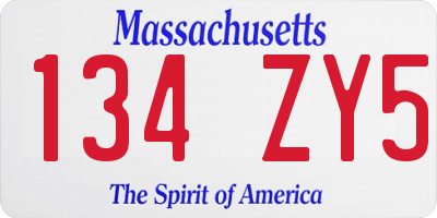 MA license plate 134ZY5