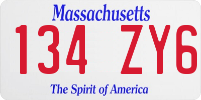 MA license plate 134ZY6