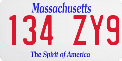MA license plate 134ZY9