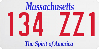 MA license plate 134ZZ1