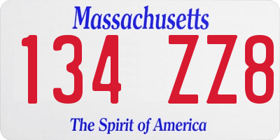 MA license plate 134ZZ8