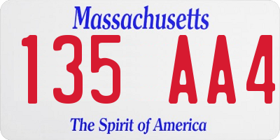 MA license plate 135AA4