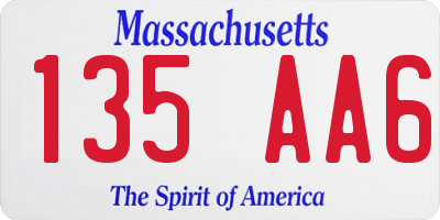 MA license plate 135AA6