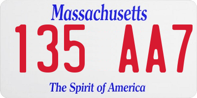 MA license plate 135AA7