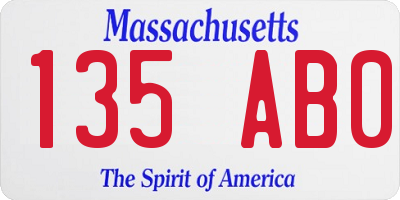 MA license plate 135AB0