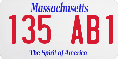 MA license plate 135AB1