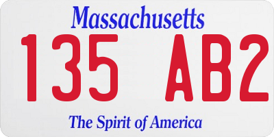 MA license plate 135AB2