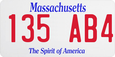 MA license plate 135AB4