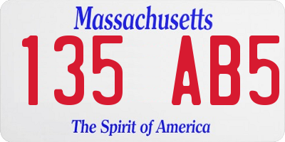 MA license plate 135AB5