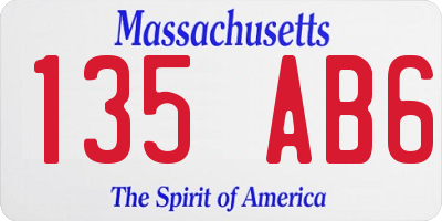 MA license plate 135AB6