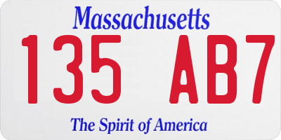 MA license plate 135AB7