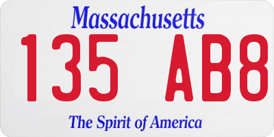 MA license plate 135AB8