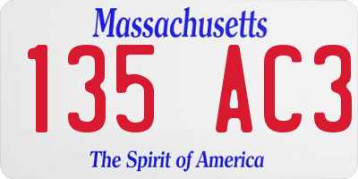 MA license plate 135AC3
