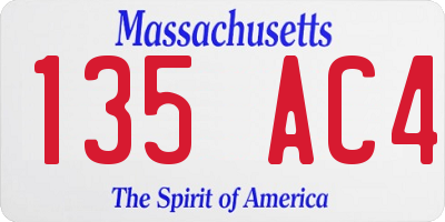 MA license plate 135AC4