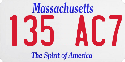 MA license plate 135AC7
