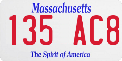 MA license plate 135AC8