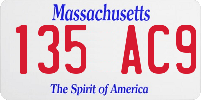 MA license plate 135AC9