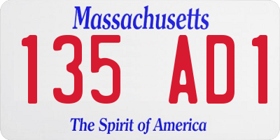 MA license plate 135AD1