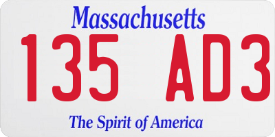 MA license plate 135AD3