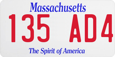 MA license plate 135AD4